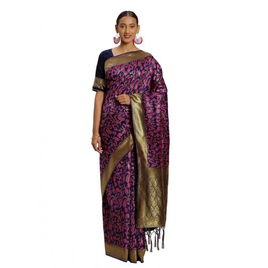 Amfyn Women's Banarasi silk Saree with Blouse (Multi, 5-6mtr)