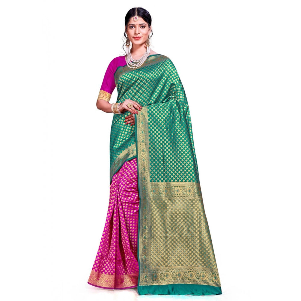 Amfyn Women's Banarasi silk Saree with Blouse (Multi, 5-6mtr)