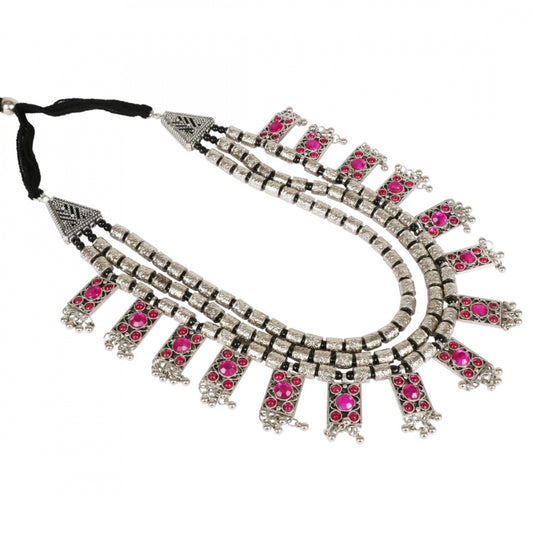 Designer Multi Layer German Silver Oxidized Necklace Set with Earrings