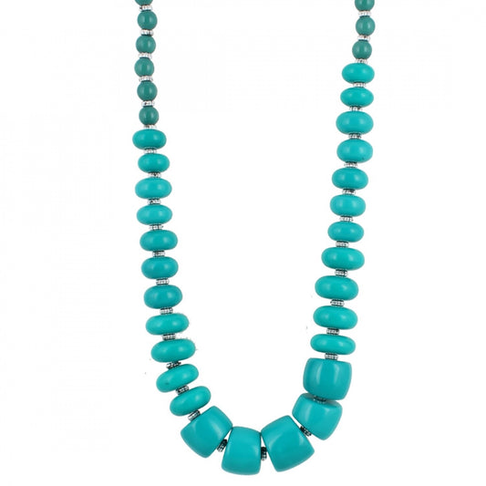 Jewellery Handmade Tibetan Style Necklace With Beads- Blue