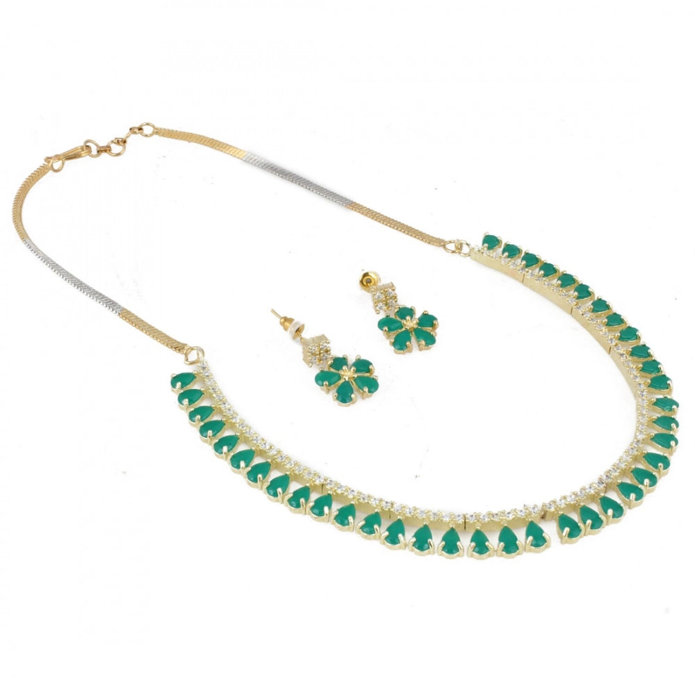 Designer Diamond Gold Plated Necklace Set with Earrings
