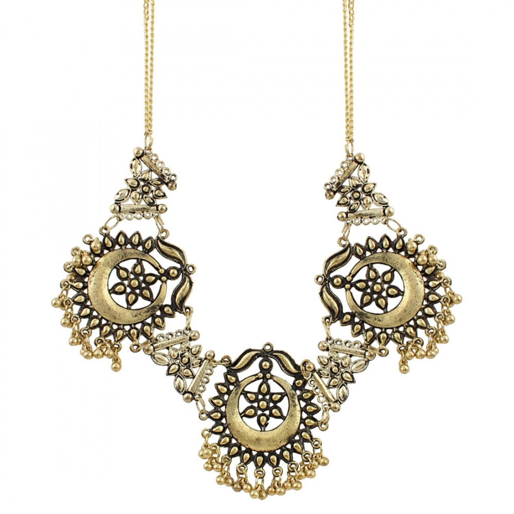 High Finished Oxidized Golden Designer Tribal Necklace