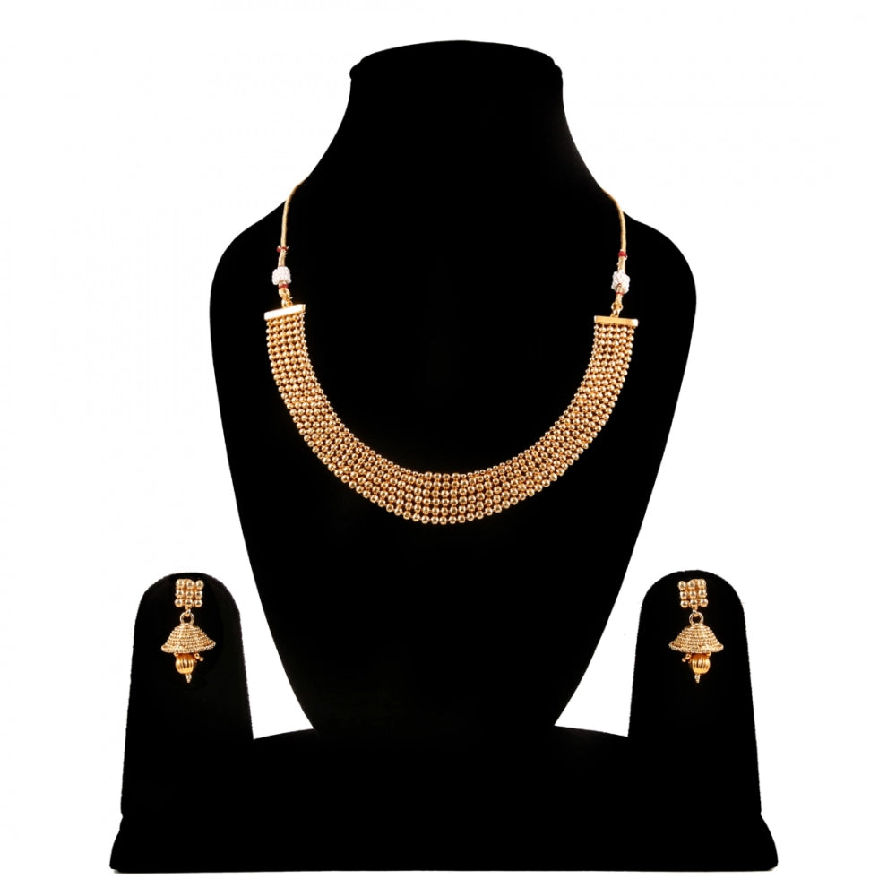 Designer Traditional Copper Gold Plated Traditional Necklace Set
