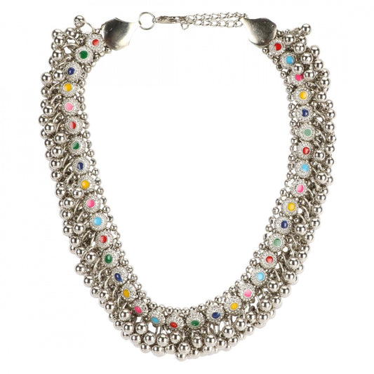 Oxidised Silver Plated Ghungroo Choker Necklaceand Girl
