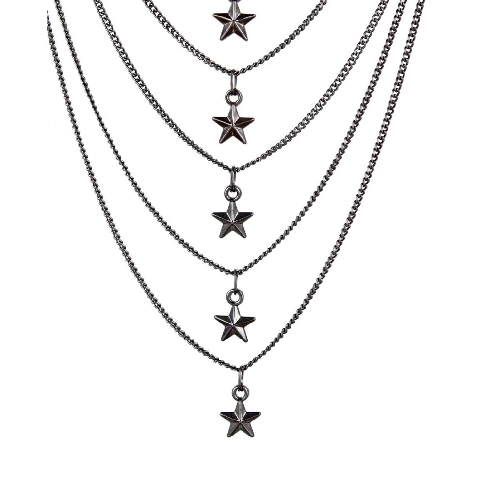 Multi Layer Black Oxodized Fashion Necklace