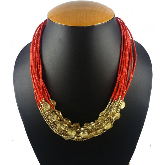 Red and Golden Beads Fashion Necklace