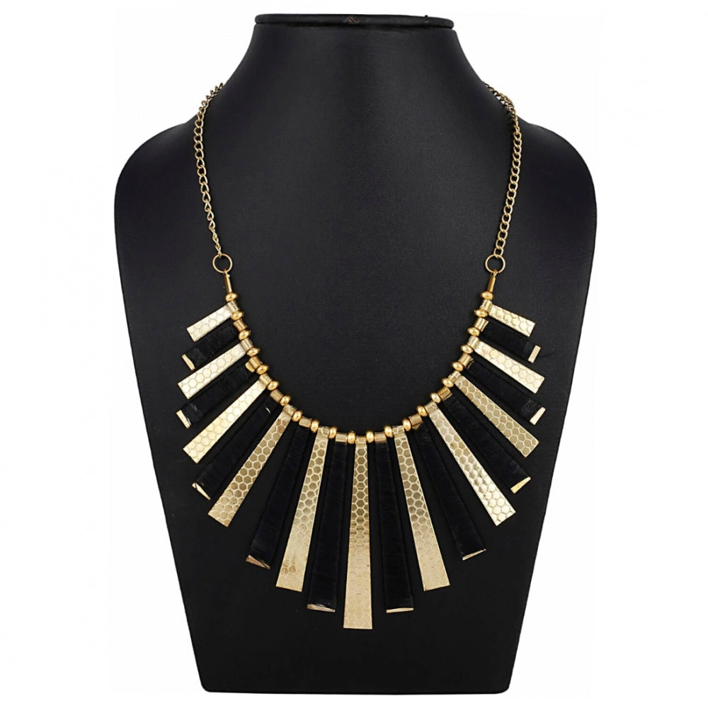 Gold And Black Plated Silk Thread Necklace