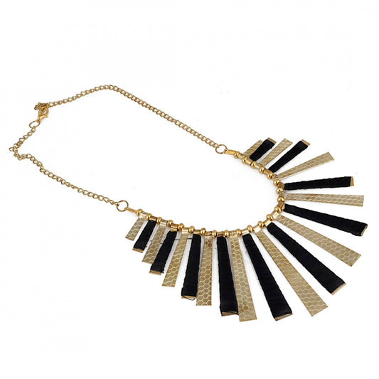 Gold And Black Plated Silk Thread Necklace