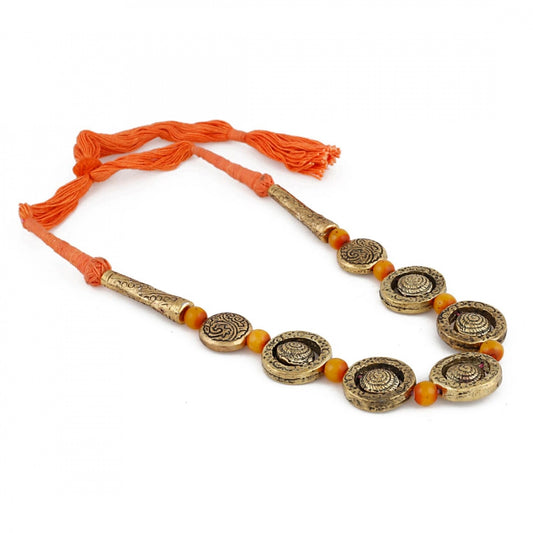 Orange Metal Strand Necklace