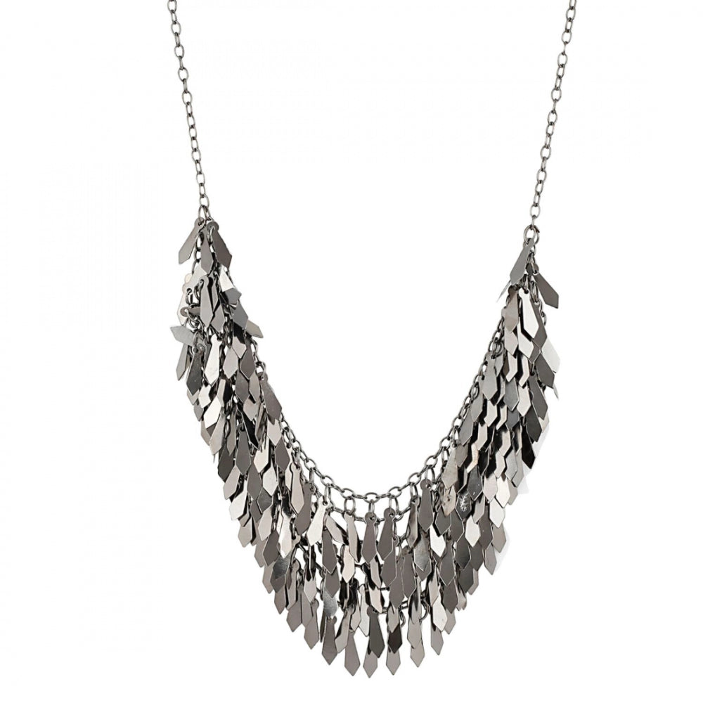 Designer Silver Oxidized Leaf Fashion Necklace