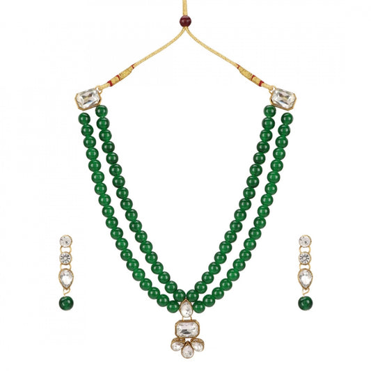 Maroon Traditional Gold Plated Kundan Necklace Set