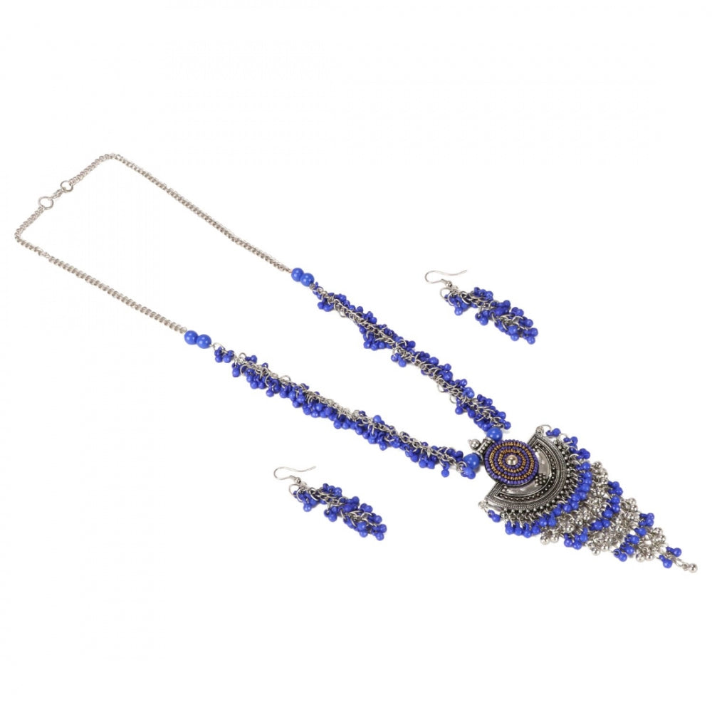 Designer Afgani German Silver Oxidized Necklace Set with Earrings