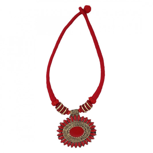 Multicolor Fabric Necklace With Earring Set