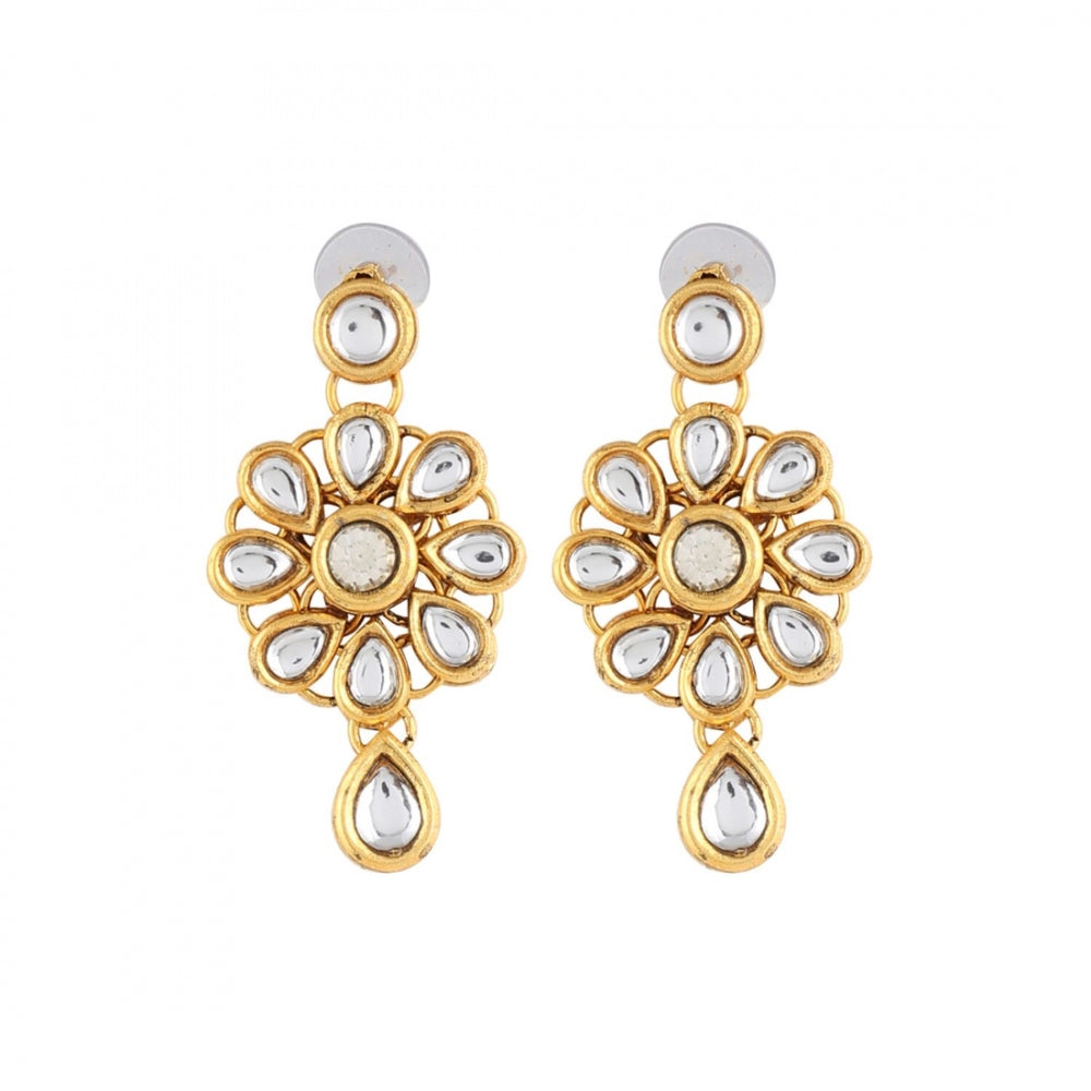 Gold Plated Kundan Jewellery Necklace Set With Earrings