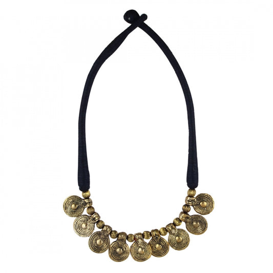 Black Thread Oxidized Pendant Fashion Necklace