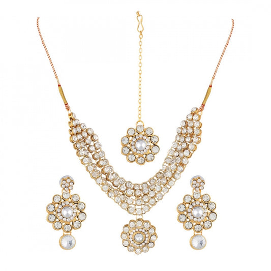 Gold Plated Kundan Jewellery Necklace Set With Earrings