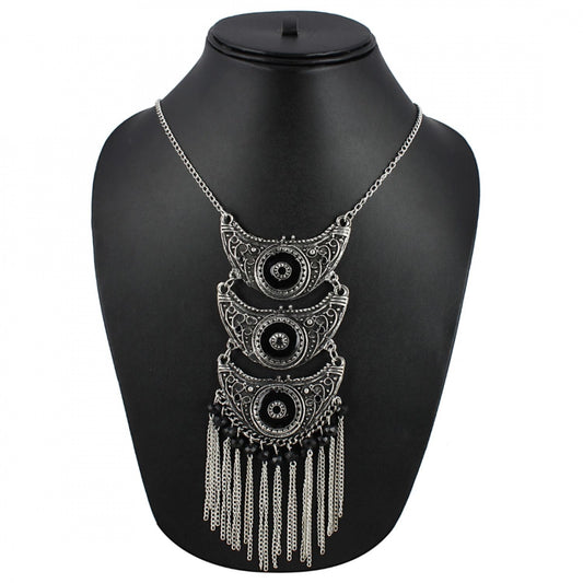 Multi Colour Meena Oxidized Silver Necklace