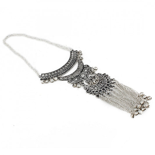 Antique Tribal Oxidized Boho Afgani Silver Necklace