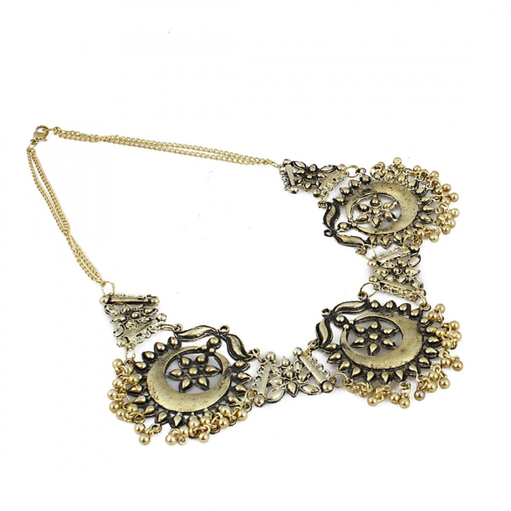 High Finished Oxidized Golden Designer Tribal Necklace