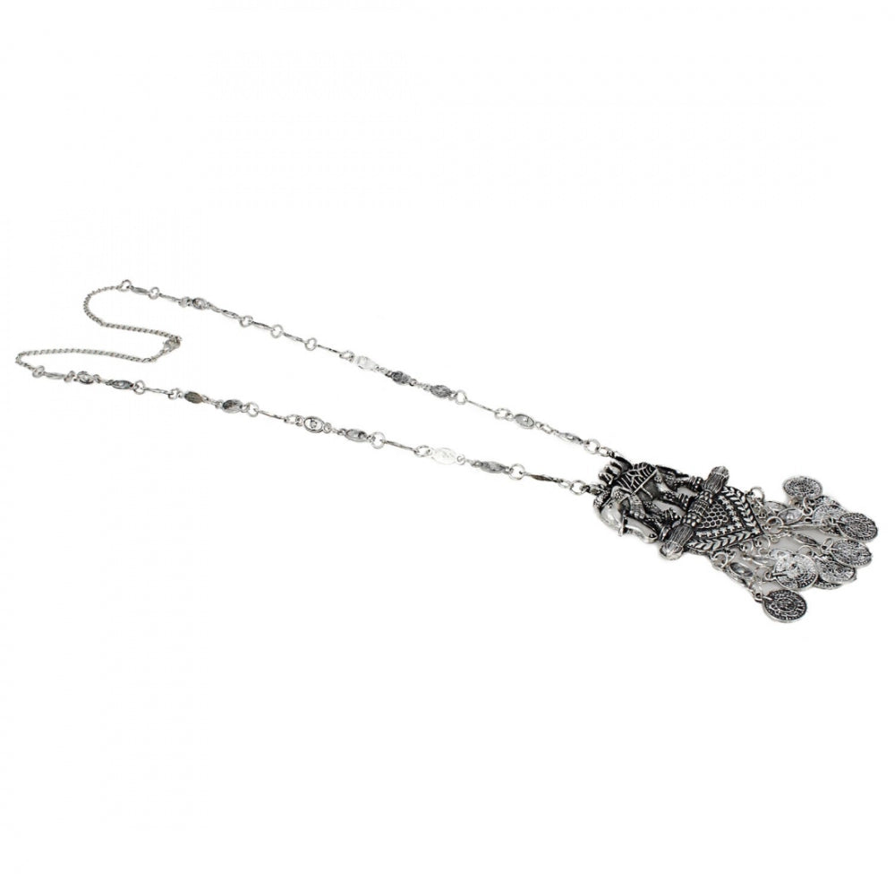 Stylish Elephant Shaped Bahubali Design Silver Necklace