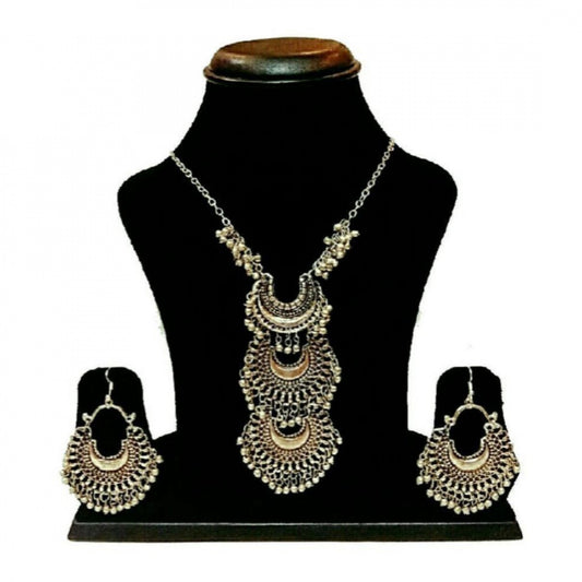 Oxidized Silver Boho Necklace Set