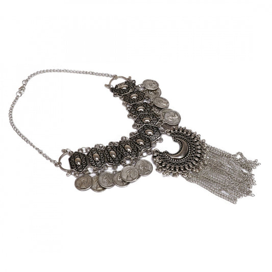 Boho Afgani Turkish Silver Coin Necklace