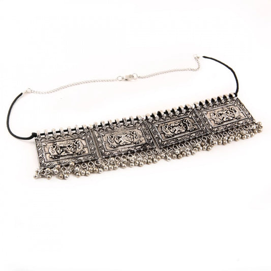 Oxidized Silver Boho Necklace