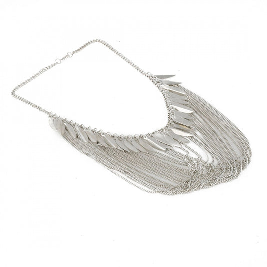 Designer Multi Strand Silver Metal Necklace