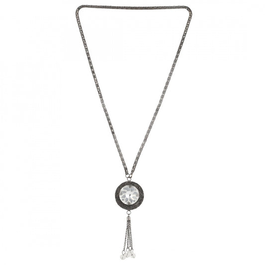 Oxidized Chain Crystal Necklace