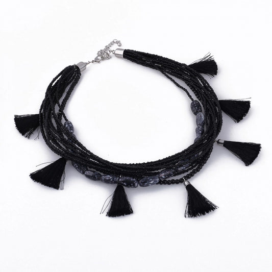 Designer Black Tassels Necklace