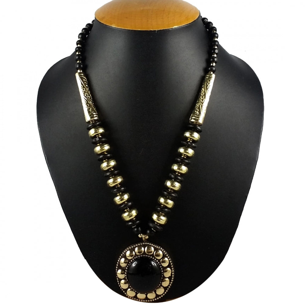 Golden and Black Color Designer Tibetan Style Beads Necklace