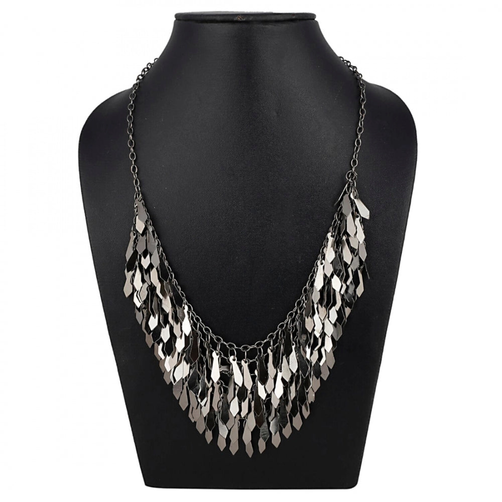 Designer Silver Oxidized Leaf Fashion Necklace