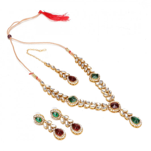 Gold Plated Multi Colour Traditional Kundan Necklace Set