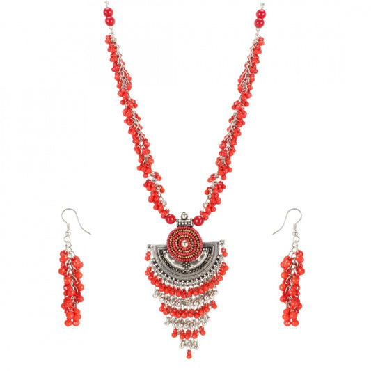 Designer Afgani German Silver Oxidized Necklace Set with Earrings