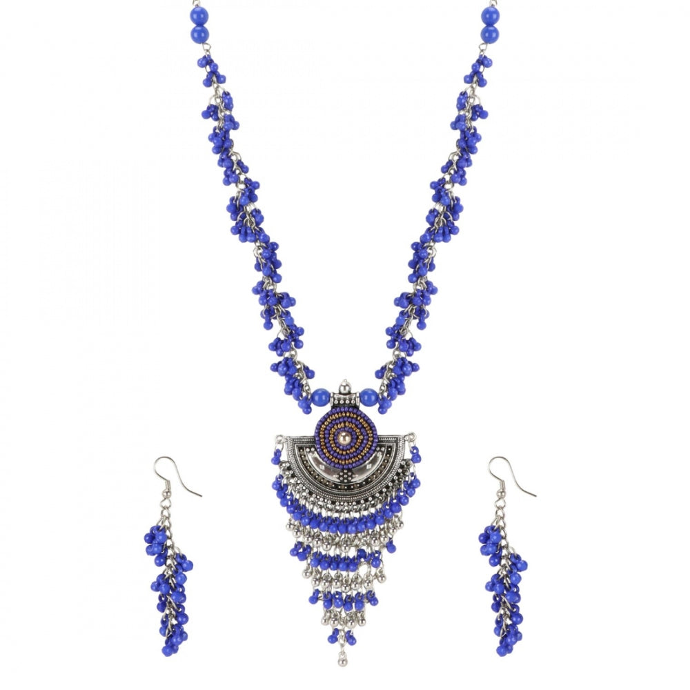 Designer Afgani German Silver Oxidized Necklace Set with Earrings