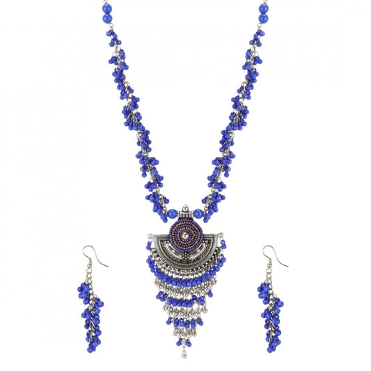 Designer Afgani German Silver Oxidized Necklace Set with Earrings