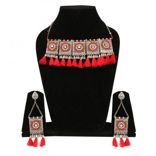 Designer Choker German Silver Oxidized Necklace Set with Earrings