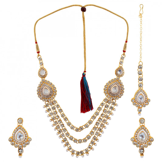 Gold Plated Kundan Jewellery Necklace Set With Earrings