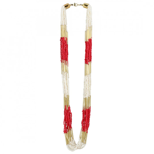 Designer Red Stylish Beads Necklace