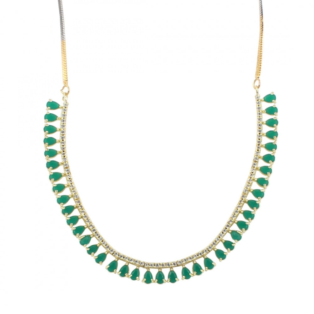 Designer Diamond Gold Plated Necklace Set with Earrings