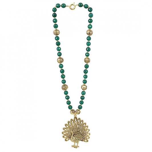 Designer Premium Green Onyx Stone Oxidized Pendant Fashion Necklace