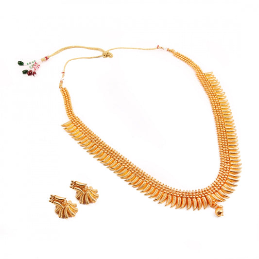 Designer Traditional Copper Long Gold Plated Necklace Set