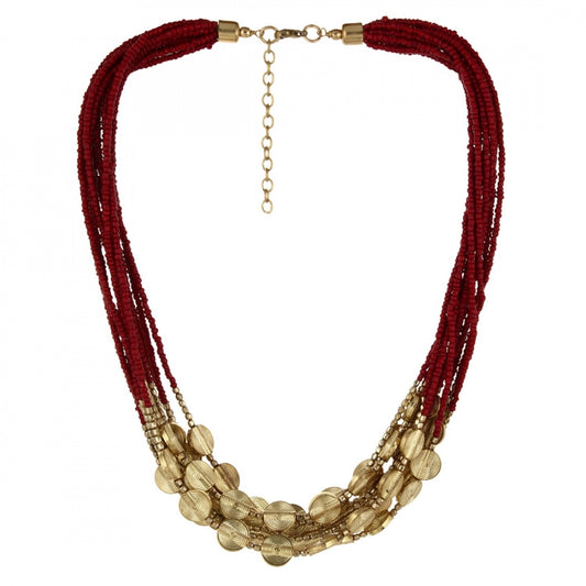 Red and Golden Beads Fashion Necklace