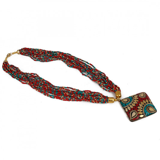 Multicolour Tibetan Style Beads Necklace