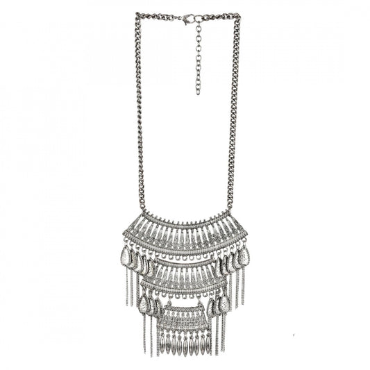 Oxidized Silver Designer Tribal Necklace