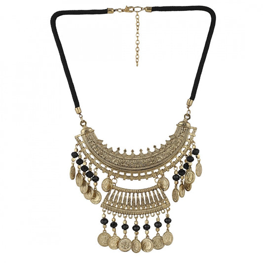 High Finished Designer Oxidized Golden Tibetan Necklace with Earrings