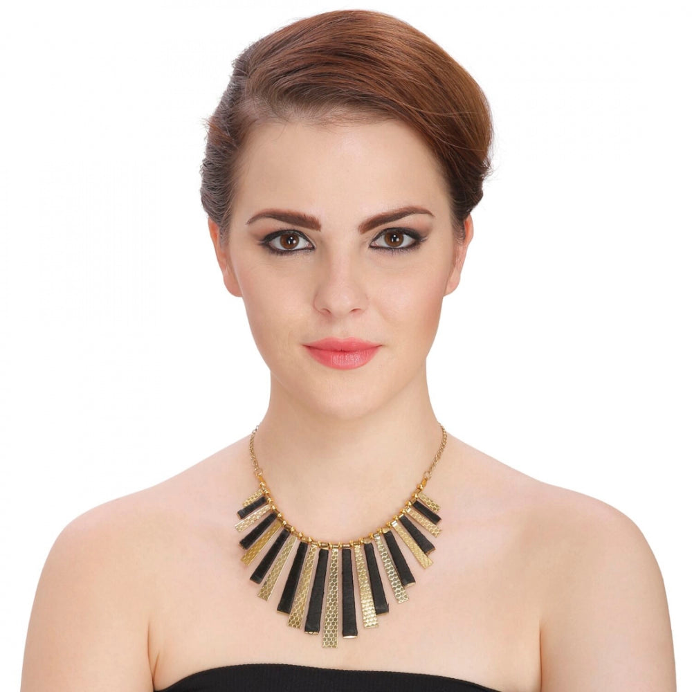 Gold And Black Plated Silk Thread Necklace