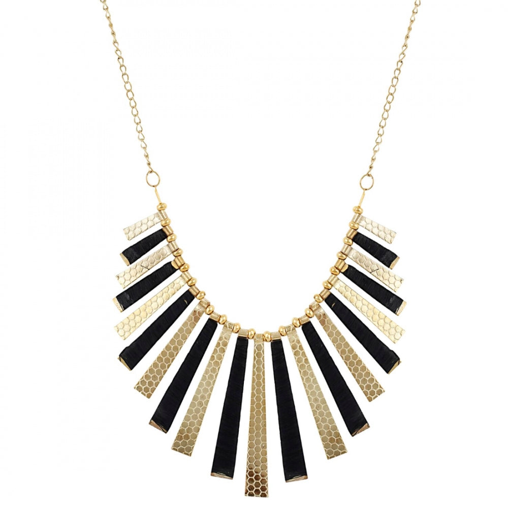 Gold And Black Plated Silk Thread Necklace