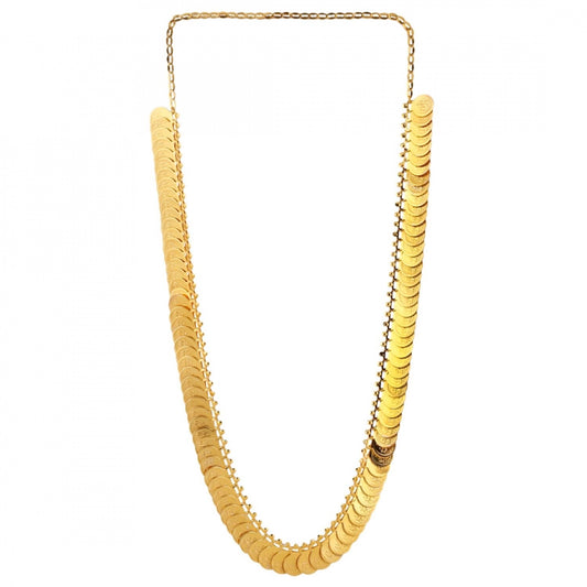 Gold Plated Copper Traditional Designer Temple Coin Necklace with Earrings