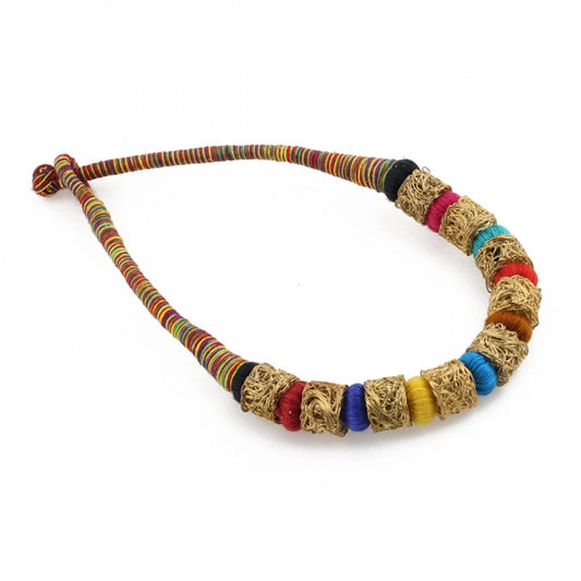 Designer Multi Colour Silk Thread Necklace